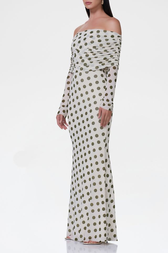 AFRM Thelma Mesh Off-The-Shoulder Long Sleeve Maxi Dress #1