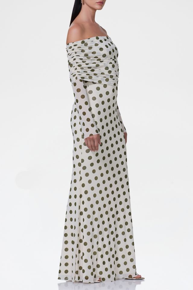 AFRM Thelma Mesh Off-The-Shoulder Long Sleeve Maxi Dress #2