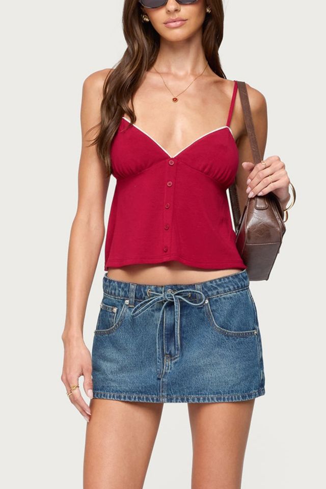 Edikted Kellyn Button Contrast Babydoll Top #3