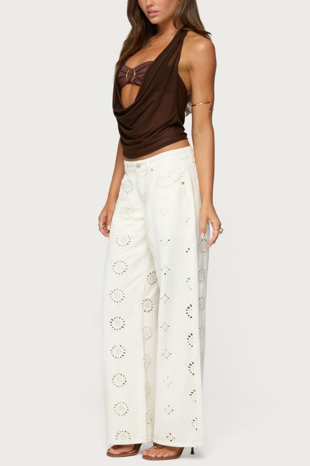 Edikted Eyelet Low Rise Wide Leg Jeans #1