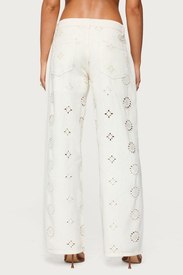 Edikted Eyelet Low Rise Wide Leg Jeans #3