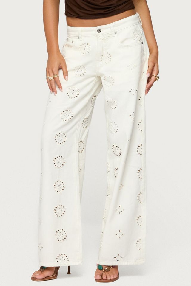 Edikted Eyelet Low Rise Wide Leg Jeans #4