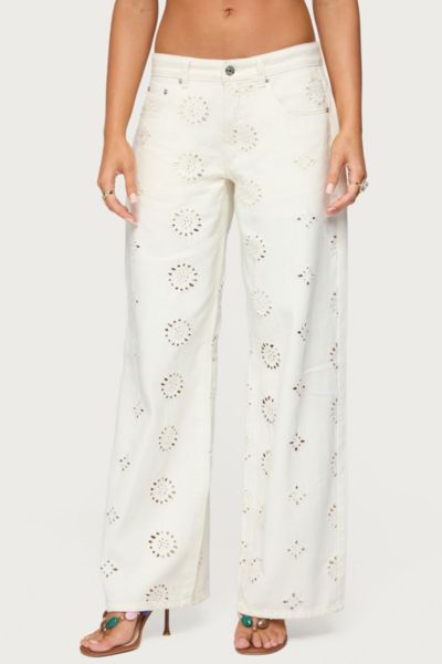 Edikted Eyelet Low Rise Wide Leg Jeans