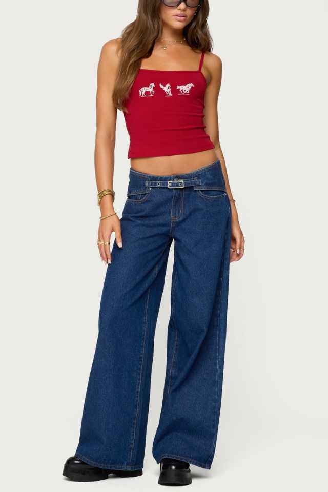 Edikted Edie Belt Detail Low Rise Jeans #1
