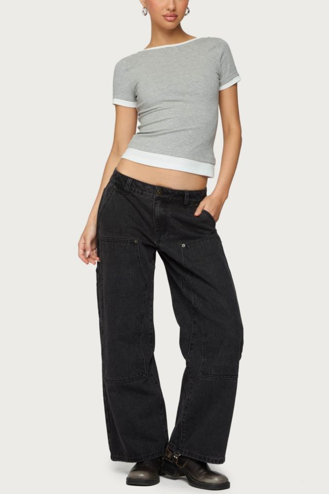 Edikted Petite Ayla Low Rise Carpenter Jeans #1