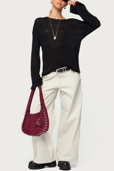 Edikted Petite Cory Striped Low Rise Jeans