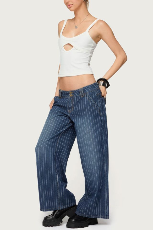 Edikted Petite Cory Striped Low Rise Jeans #1