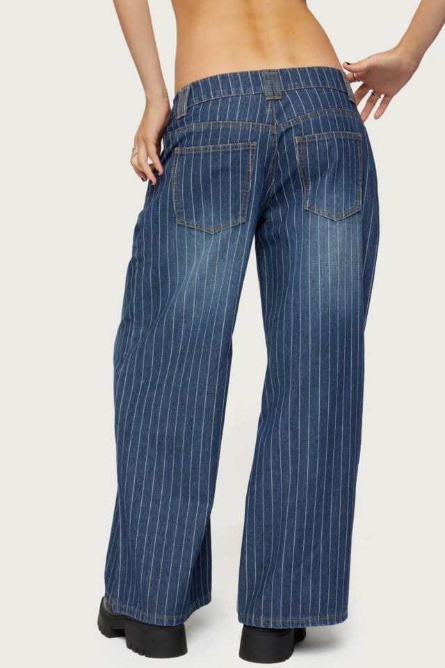 Edikted Petite Cory Striped Low Rise Jeans #3