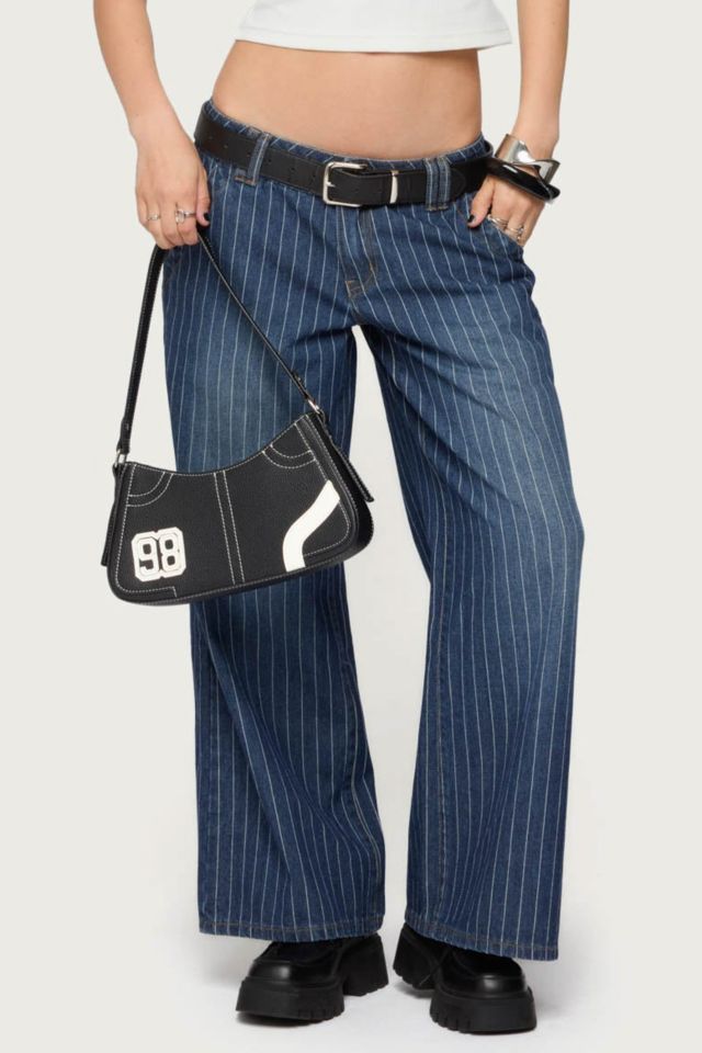 Edikted Petite Cory Striped Low Rise Jeans #4