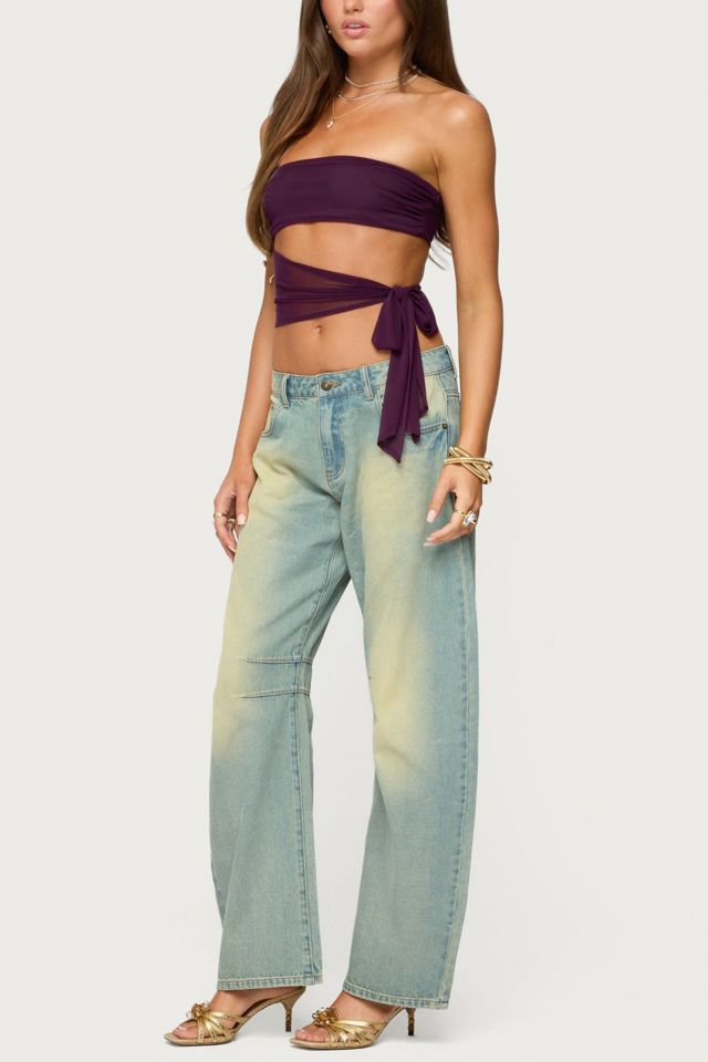 Edikted Cayden Low Rise Washed Barrel Jeans #1