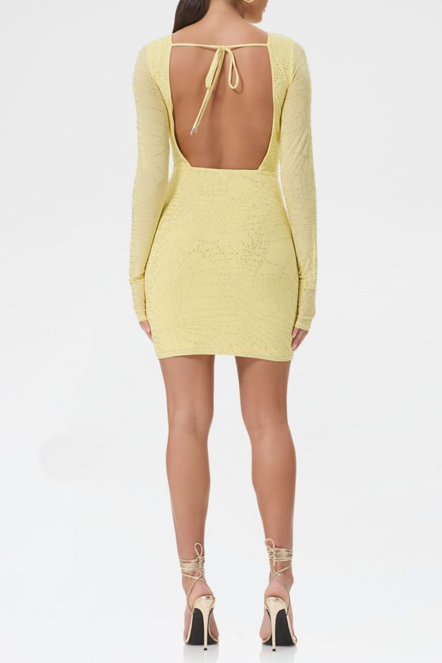 AFRM Tulah Buttercup Rhinestone Mesh Open-Back Mini Dress #3