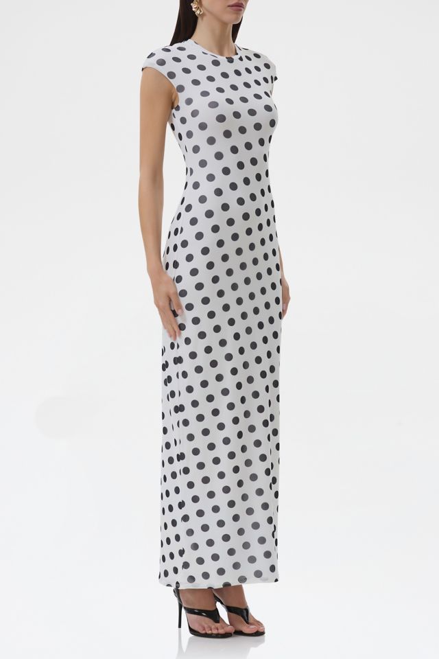 AFRM Cody Blanc Dot Mesh Cap Sleeve Maxi Dress #1