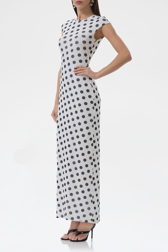 AFRM Cody Blanc Dot Mesh Cap Sleeve Maxi Dress #2
