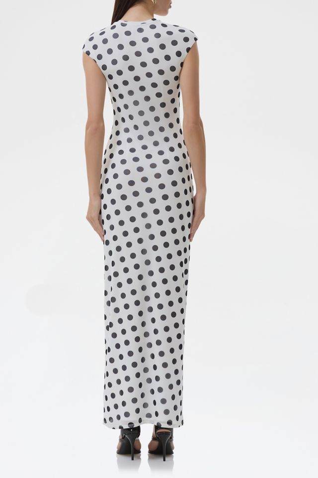 AFRM Cody Blanc Dot Mesh Cap Sleeve Maxi Dress #3