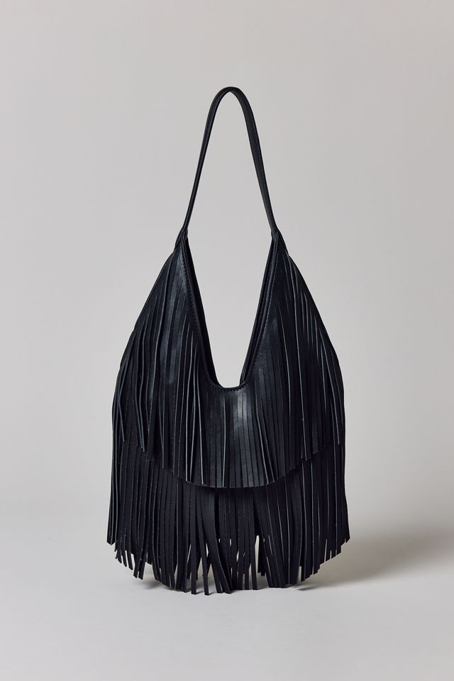 Silence + Noise Fringe Faux Leather Hobo Bag #3