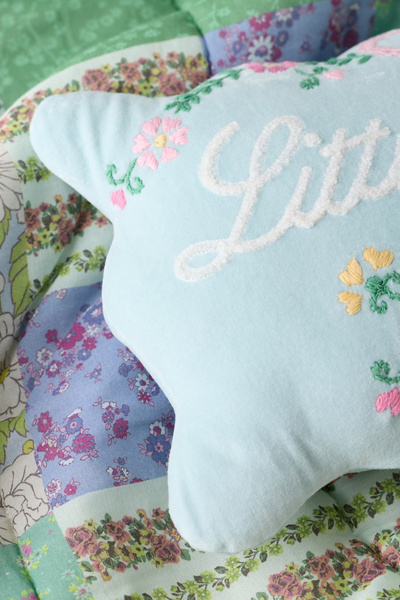 Little Freak Embroidered Wavy Throw Pillow