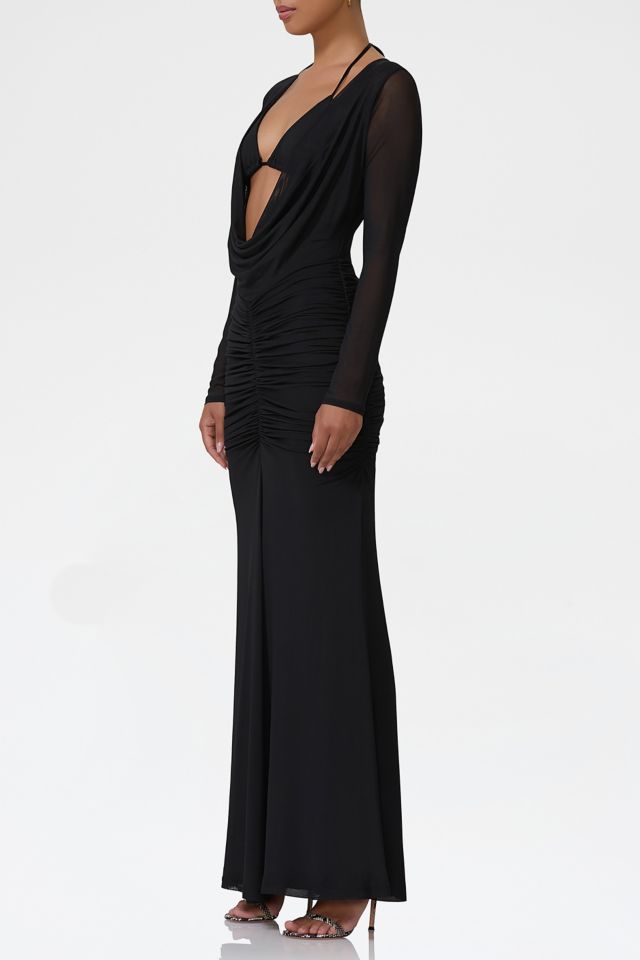 AFRM Orla Layered Plunging Cowl Front Ruched Maxi Dress #1