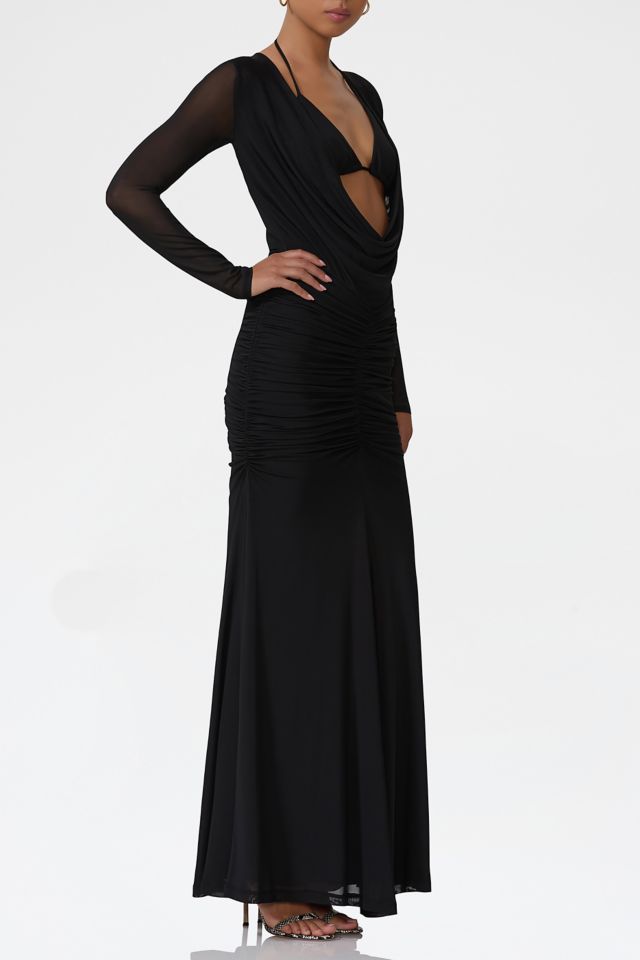 AFRM Orla Layered Plunging Cowl Front Ruched Maxi Dress #2