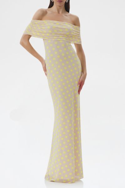 Robe longue épaules dénudées en maille à pois de soleil McCall AFRM