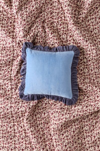 Alex Square Ruffle Velvet Throw Pillow