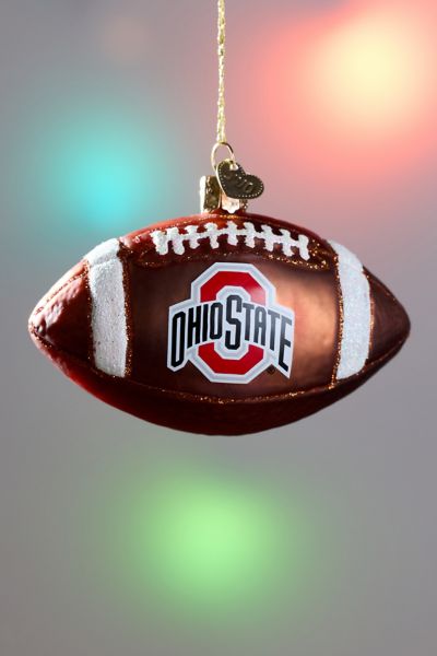Ohio State University Football Shaped Glass Ornament