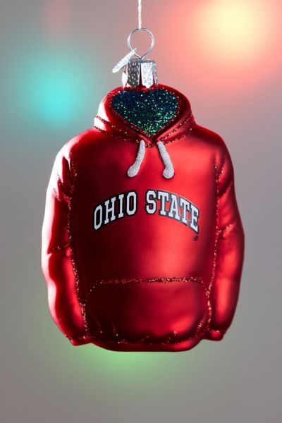 Ohio State University Hoodie Glass Ornament