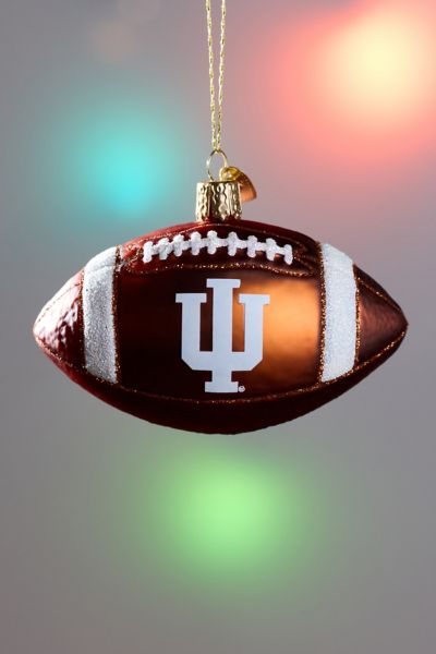 Indiana University Football Shaped Glass Ornament