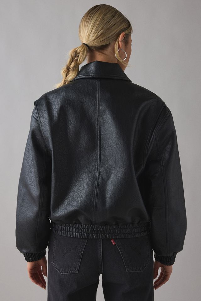 UO Casey Faux Leather Collared Moto Jacket | Urban Outfitters
