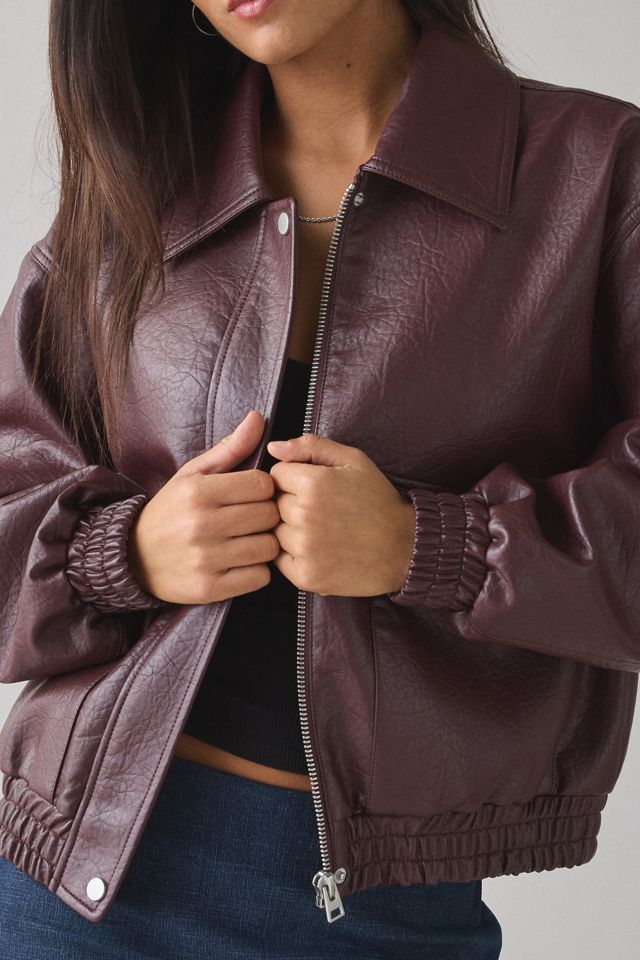 UO Casey Faux Leather Bomber Jacket #1