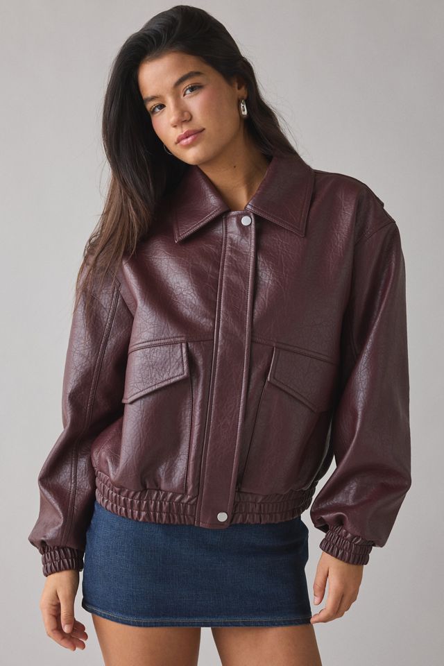 UO Casey Faux Leather Bomber Jacket #2