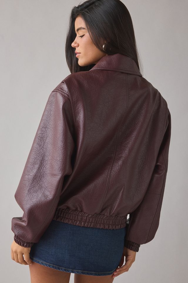 UO Casey Faux Leather Bomber Jacket #3