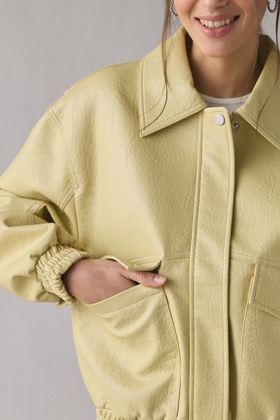 UO Casey Faux Leather Bomber Jacket