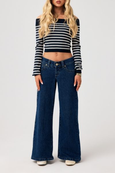 Abrand Jeans 00 Super Low & Wide Petite Jean In Tara, Women's At Urban Outfitters In Blue