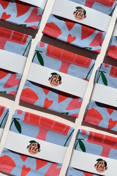 Julie Peach Sweets Tea Towel In Blue At Urban Outfitters In Blue