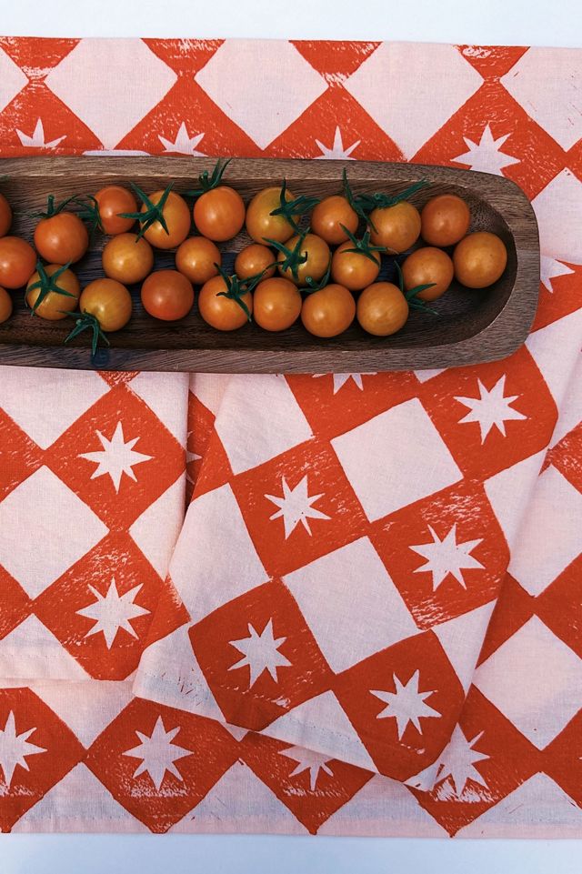 Julie Peach Block Printed Diamond Spurs Napkin Set #2