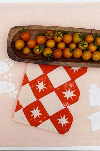 Julie Peach Block Printed Diamond Spurs Napkin Set