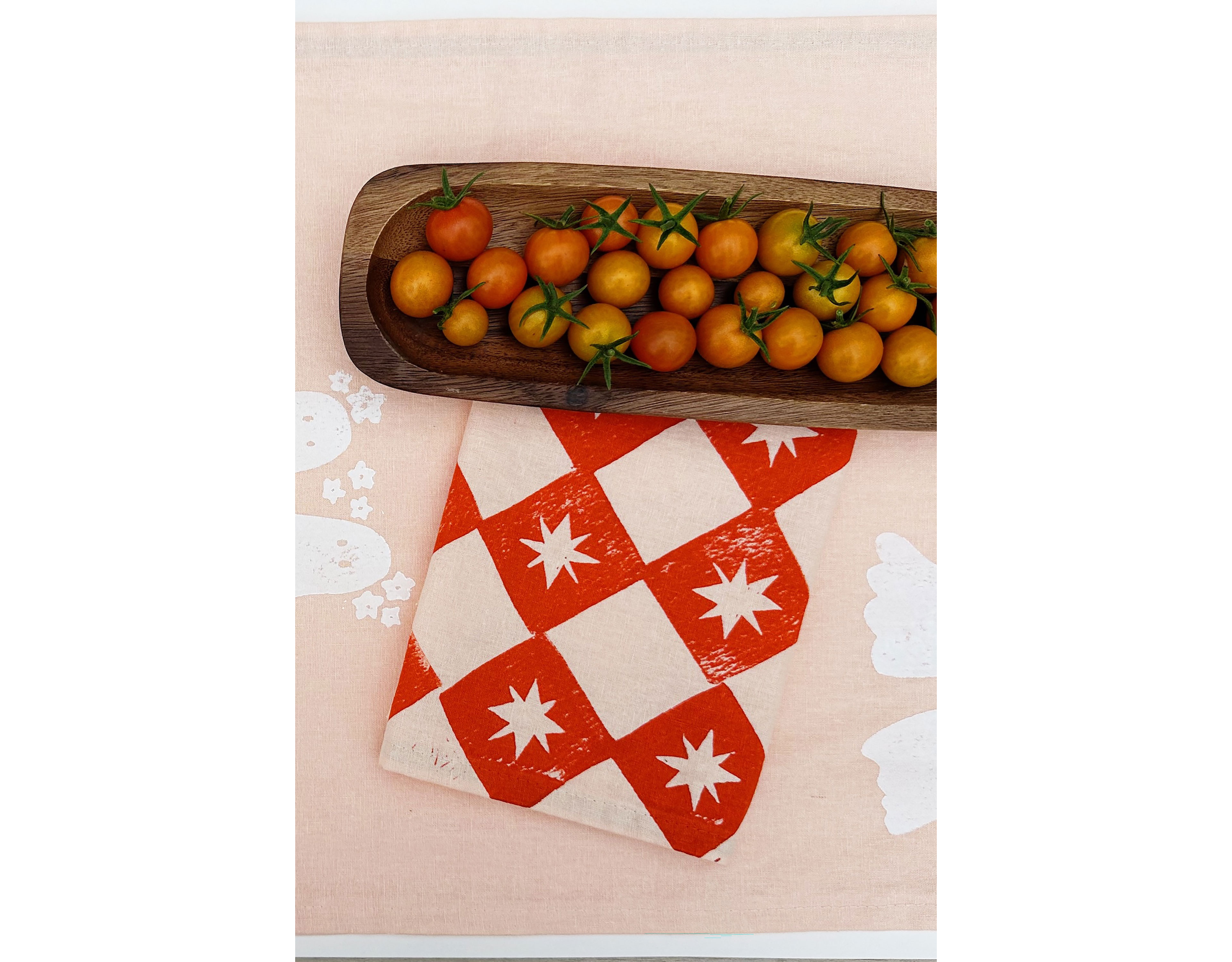 Julie Peach Block Printed Diamond Spurs Napkin Set