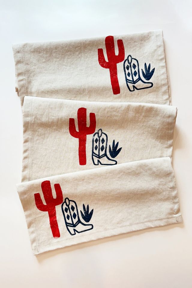 Julie Peach Block Printed Cactus Boot Table Runner #1