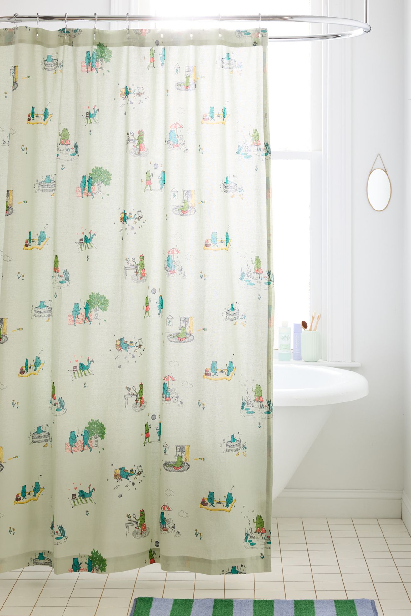 Silly Frogs Patterned Shower Curtain - Green, 72X72