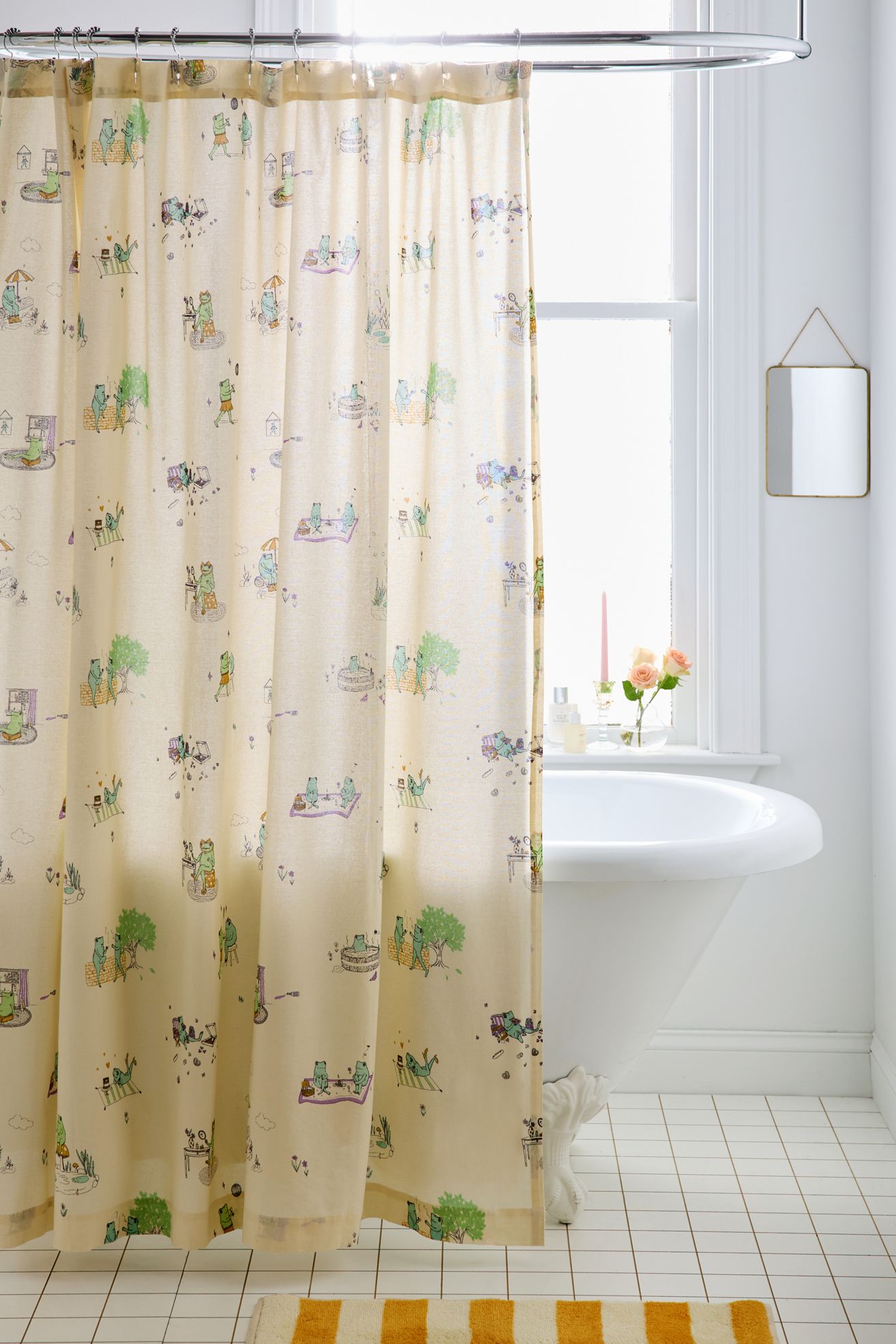 Silly Frog Patterned Shower Curtain - Butter, ONE SIZE