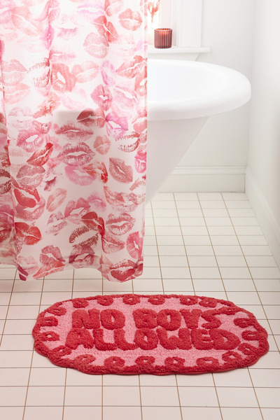Urban Outfitters No Boys Allowed Swirled Tufted Bath Mat In Pink At