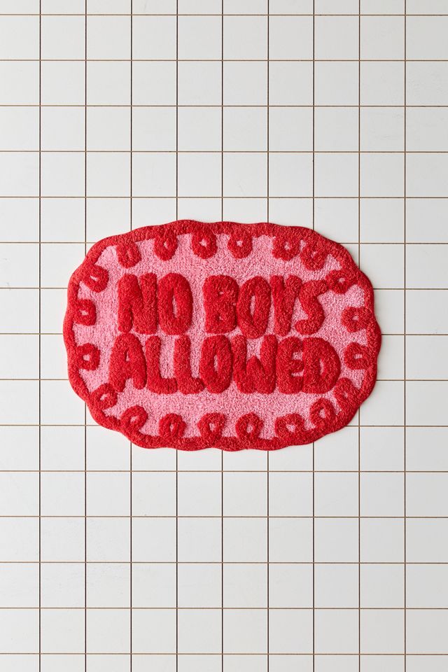 No Boys Allowed Swirled Tufted Bath Mat #1