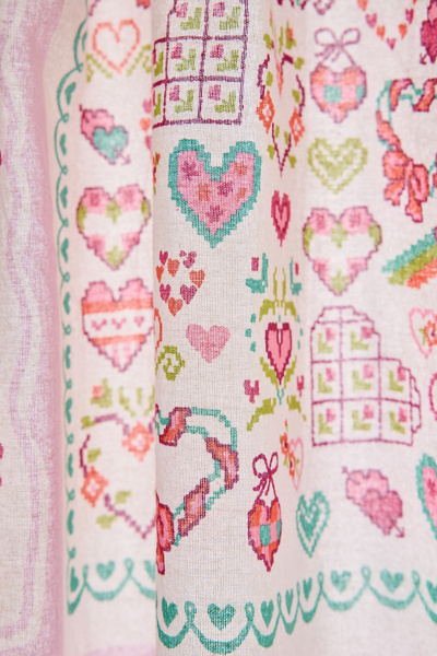 Needlepoint Hankies Patterned Shower Curtain