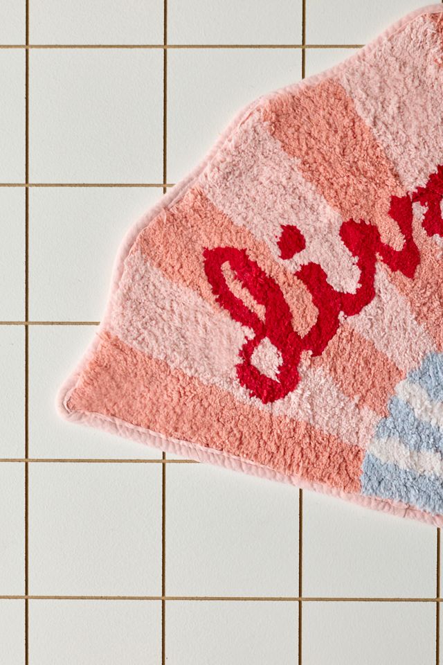 Tapis de bain en forme d'éventail à pompons #3