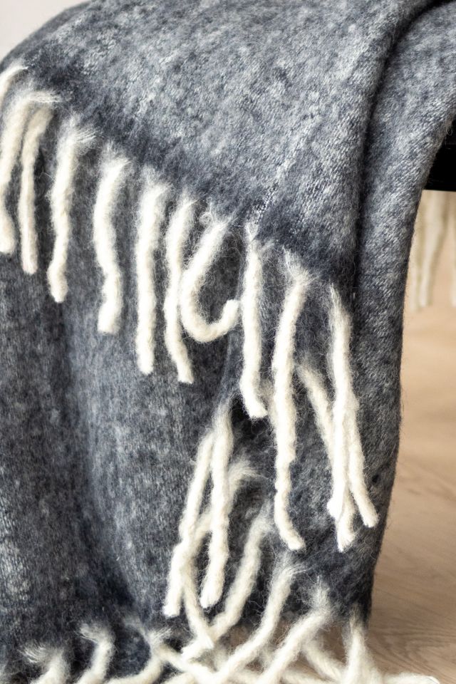 YaYa & Co. Gal Organic Brushed Wool Tassel Throw Blanket #3