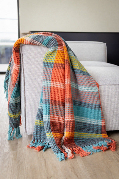 YaYa & Co. Plaid Organic Cotton Waffle Knit Throw Blanket | Urban
