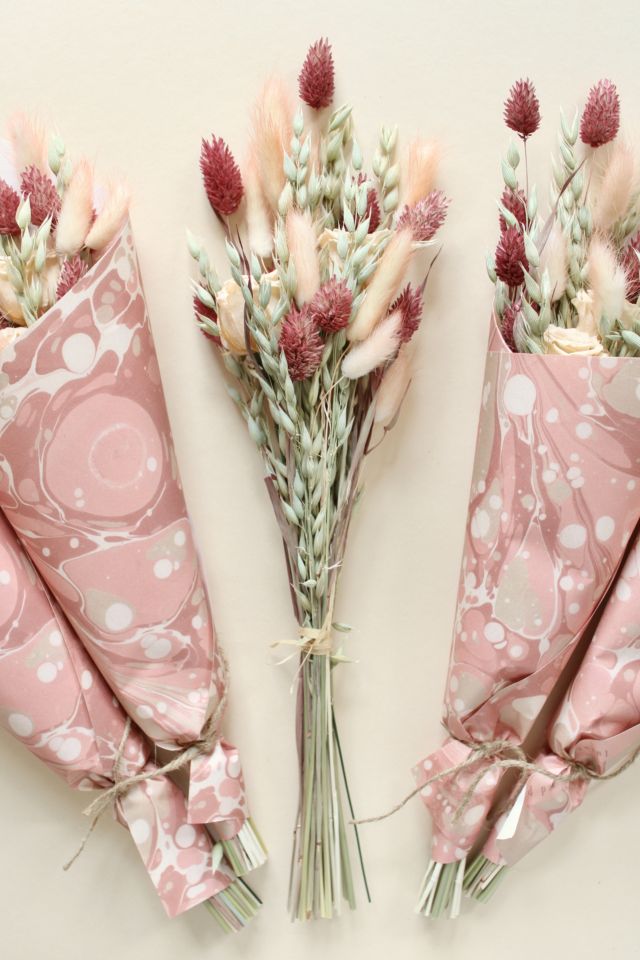 Roxanne’s Dried Flowers Pink Marble Bouquet #2