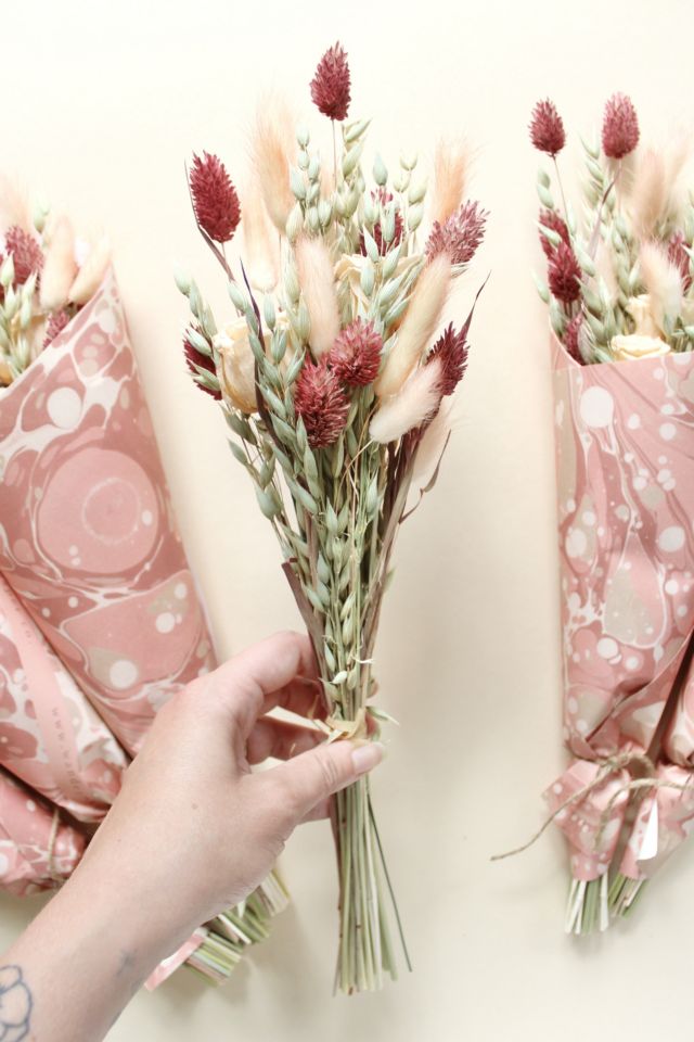 Roxanne’s Dried Flowers Pink Marble Bouquet #3