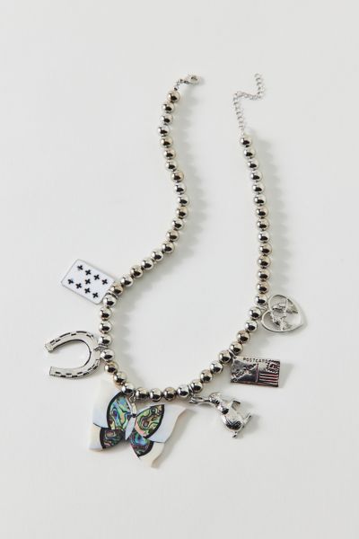 Vintage By The Sage Vintage Beaded Butterfly Charm Necklace