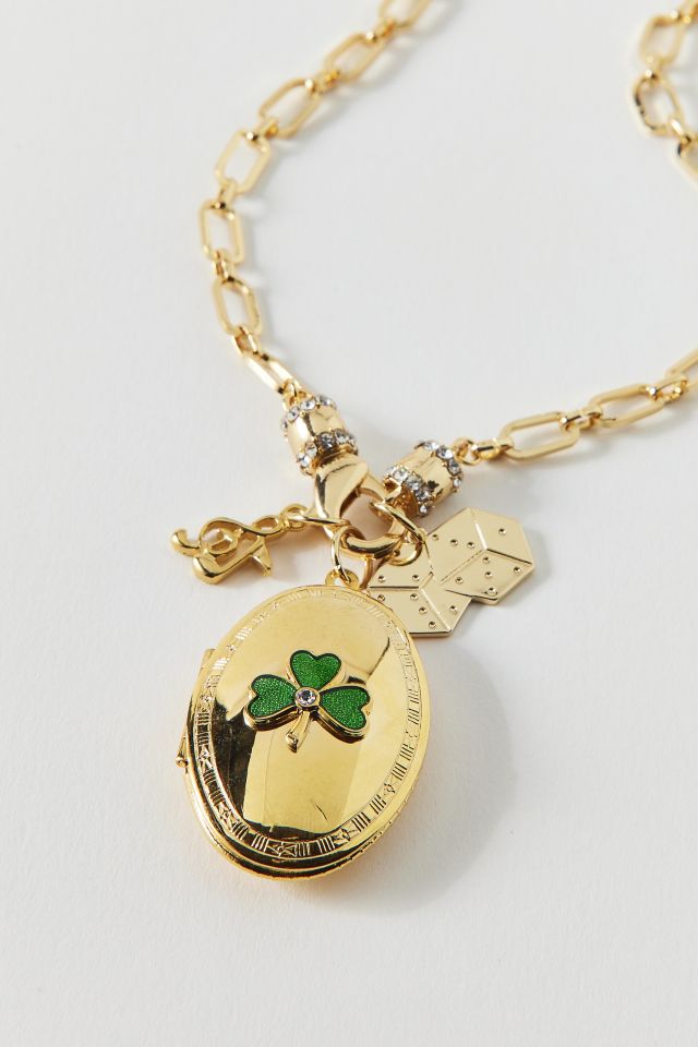 Vintage By The Sage Vintage Lucky Clover Beaded Charm Necklace #1